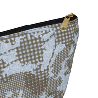 Floral Plaid Accessory Pouch w T-bottom in Aqua